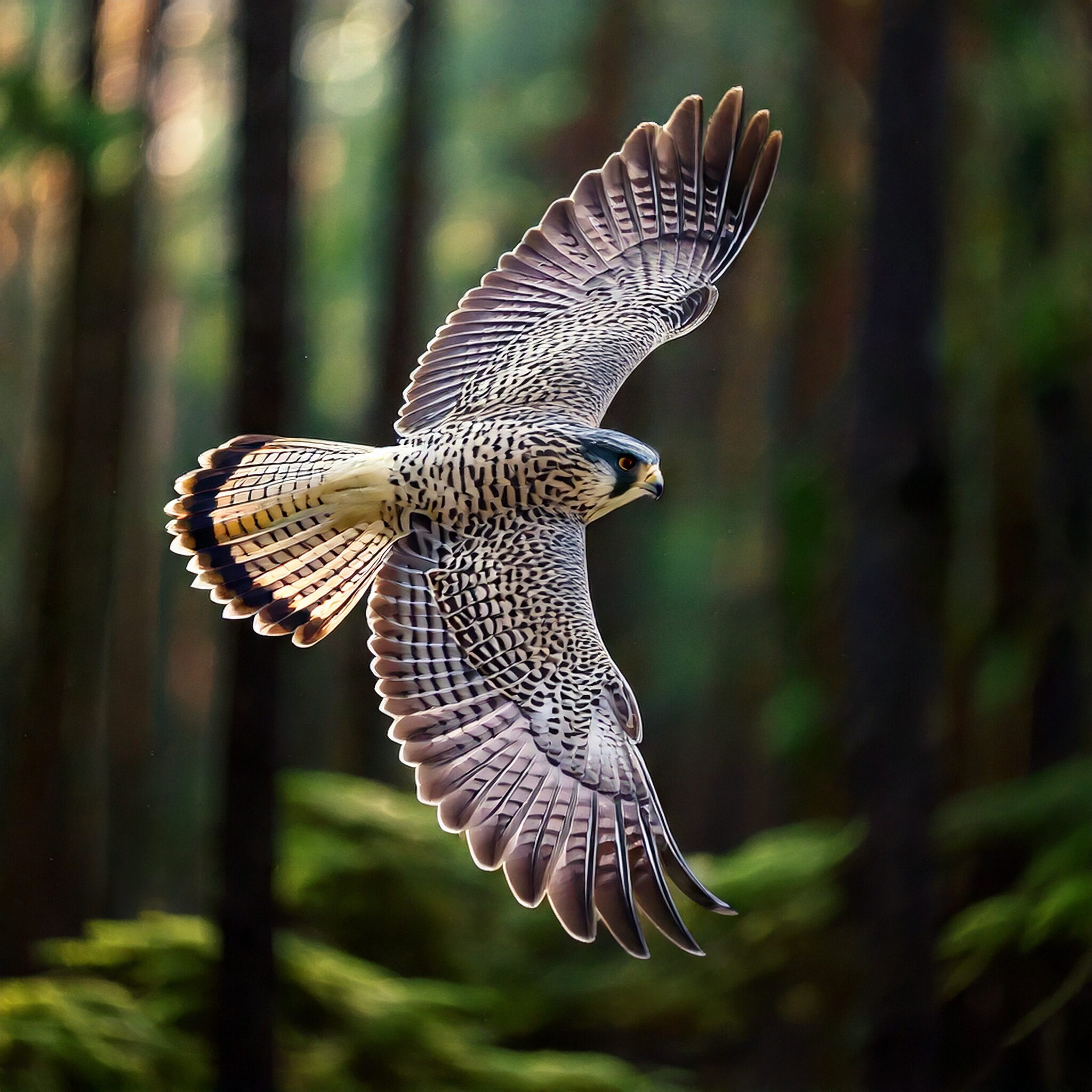 Firefly falke fliegt im wald 31571 (1)